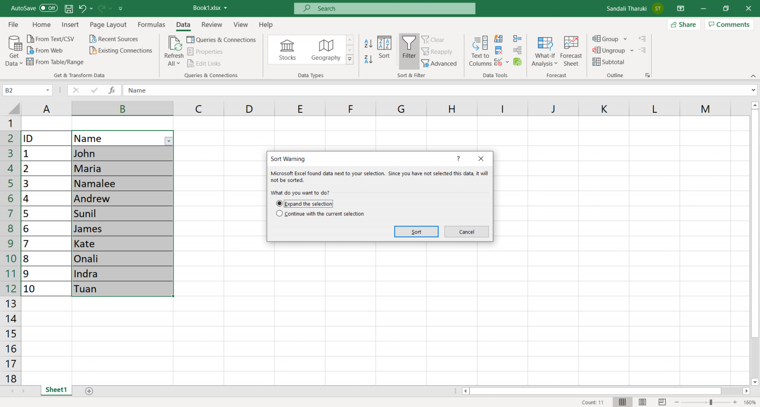 How to alphabetize in Excel using Excel functions and keyboard shortcuts