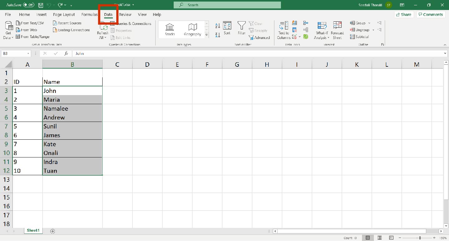 How to alphabetize in Excel using Excel functions and keyboard shortcuts