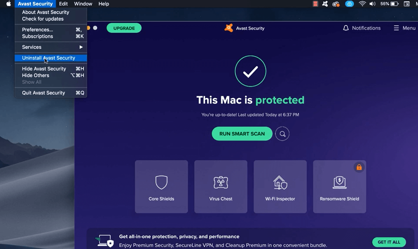 unable to uninstall avast cleanup mac